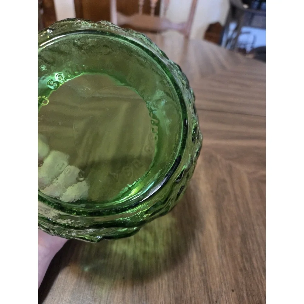 EO Brody Co. emerald green crinkle glass vase or planter Vintage